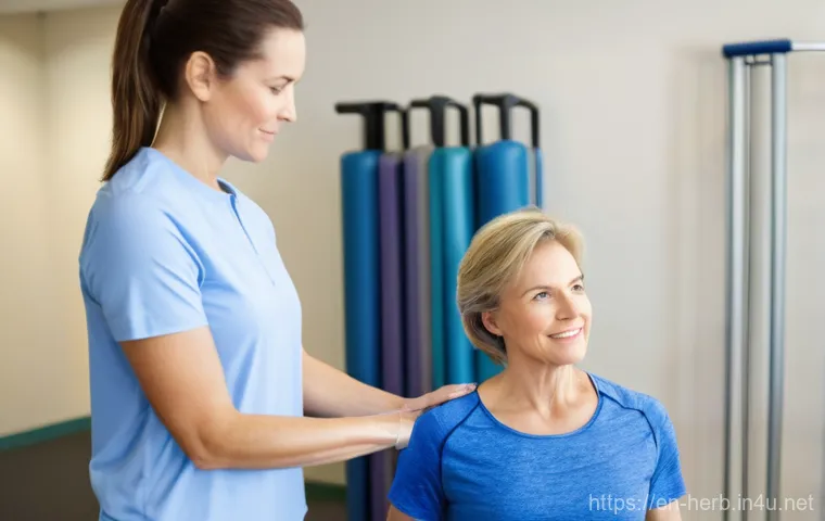 어깨 교정 추나요법 비용 - **Prompt:** "A realistic, high-resolution photograph capturing a gentle physical therapy session foc...