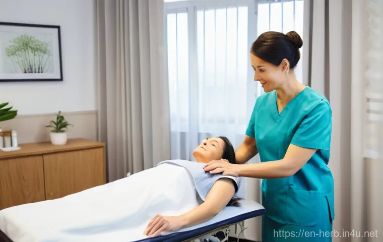 어깨 통증 침술 치료 효과 - **Prompt:** "A serene, softly lit image of an individual (mid-30s, gender-neutral, wearing comfortab...