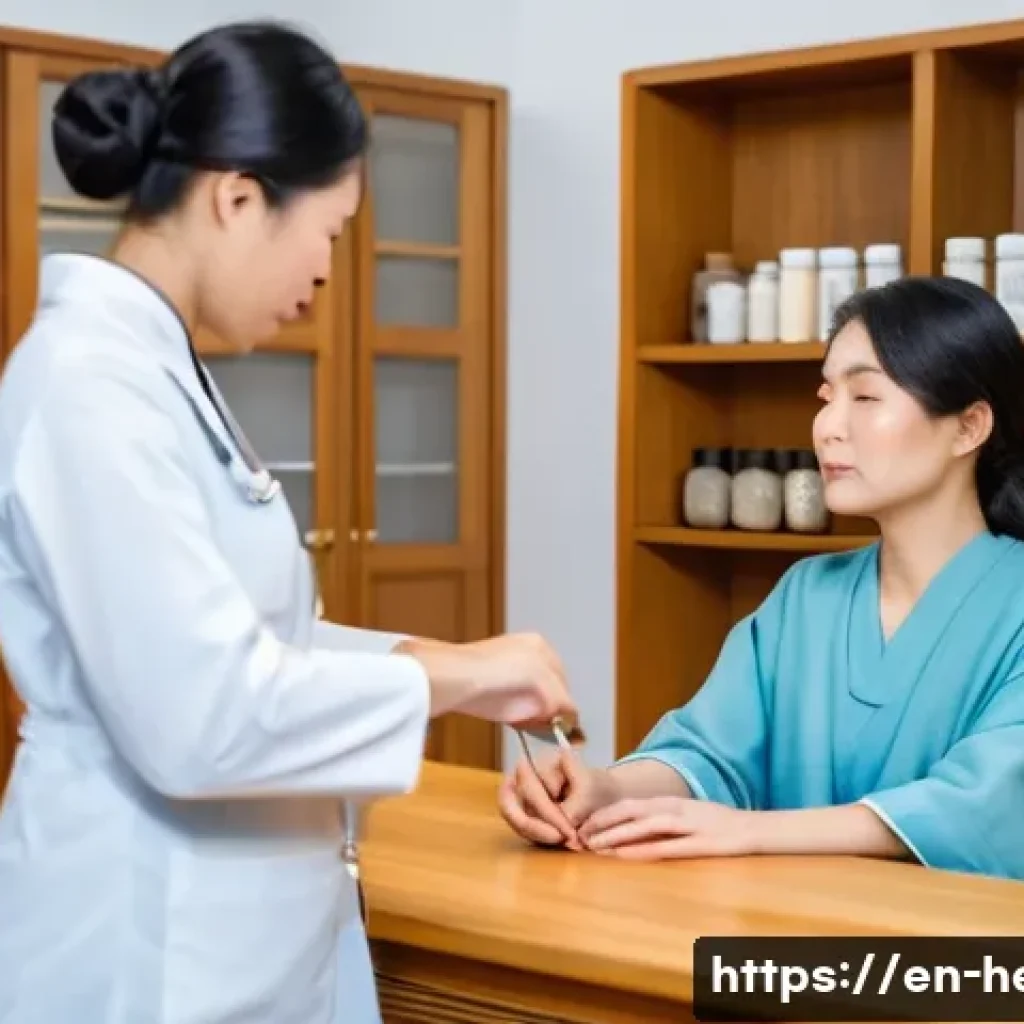 한방병원 진료 절차 - A serene traditional medicine clinic interior featuring a calm consultation room with natural wooden...
