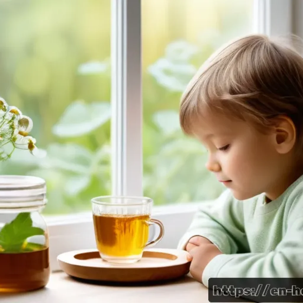 소아 성장 한방치료 - A warm and inviting scene of a young child, wearing comfortable cotton pajamas, sitting at a cozy ki...