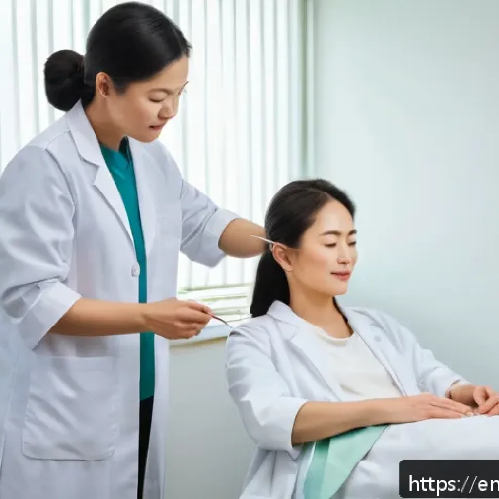 한방병원 보험 적용 여부 - A serene and professional acupuncture clinic scene showing a licensed acupuncturist in a white lab c...